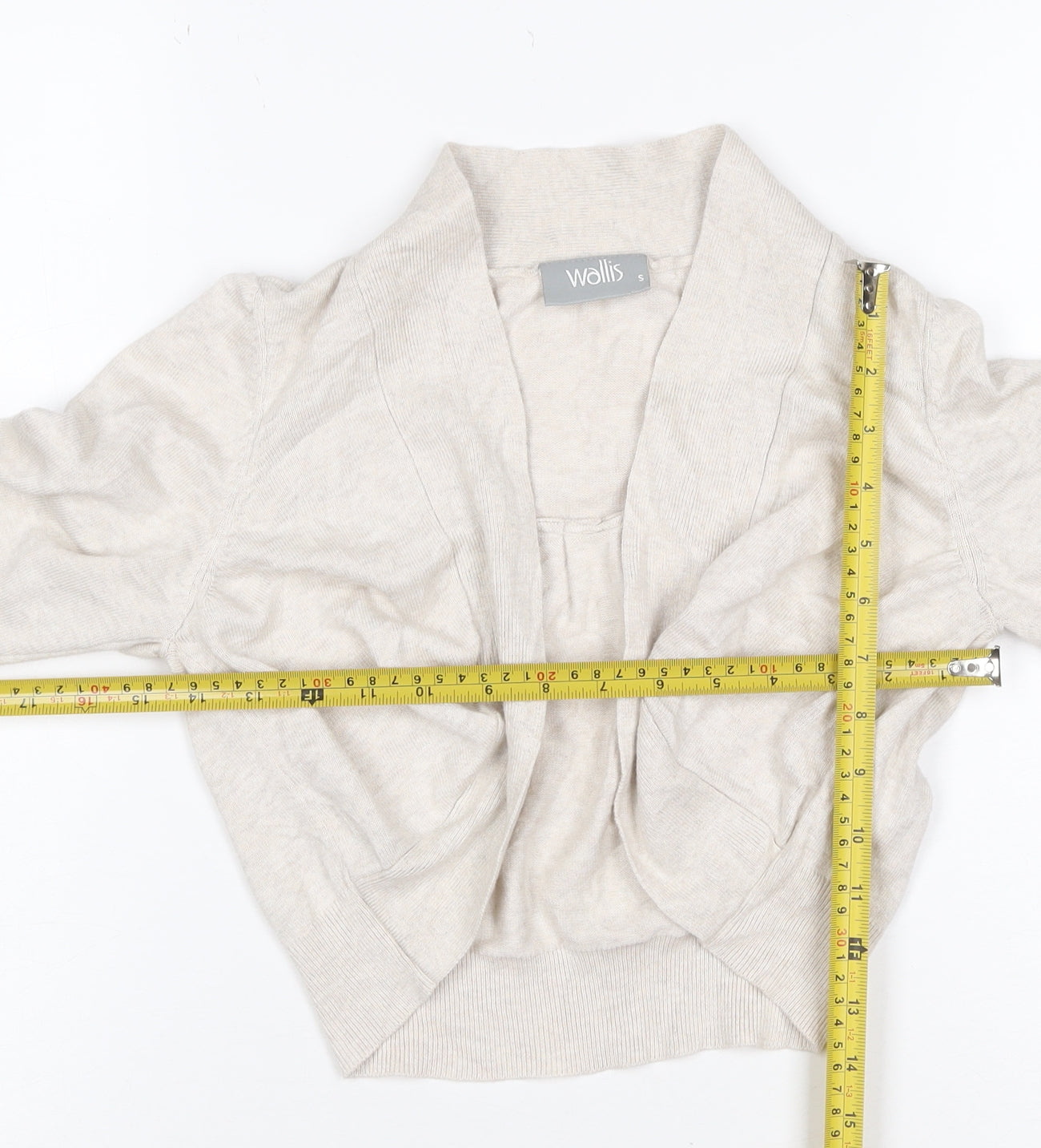Wallis Women Ivory Open Front Cardigan Size S Cotton Viscose Knit