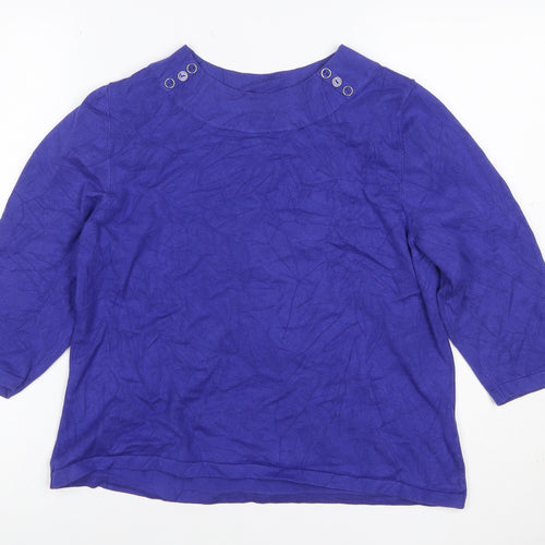 Minuet Petite Women Purple L Viscose Knit Button Shoulder Jumper