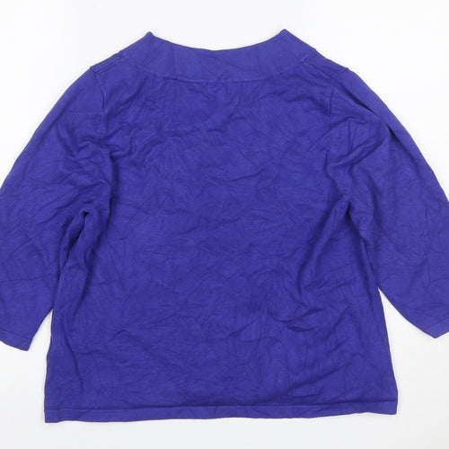 Minuet Petite Women Purple L Viscose Knit Button Shoulder Jumper