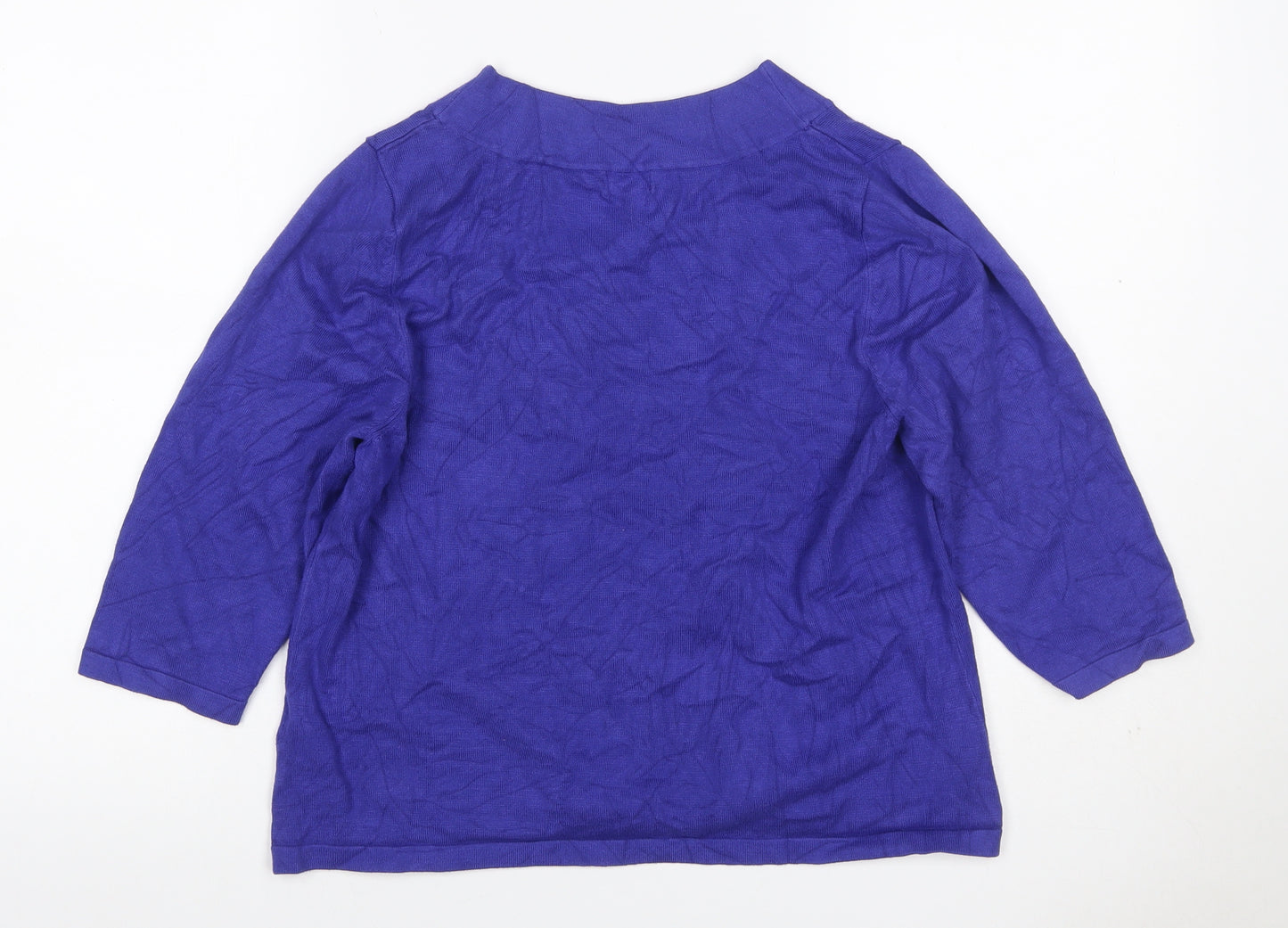 Minuet Petite Women Purple L Viscose Knit Button Shoulder Jumper