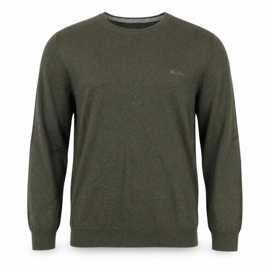 Ben Sherman Men’s Green L Cotton Crew Neck Logo Pullover Jumper