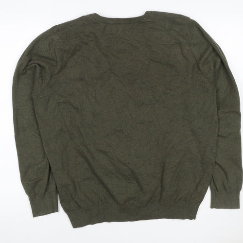 Ben Sherman Men’s Green L Cotton Crew Neck Logo Pullover Jumper