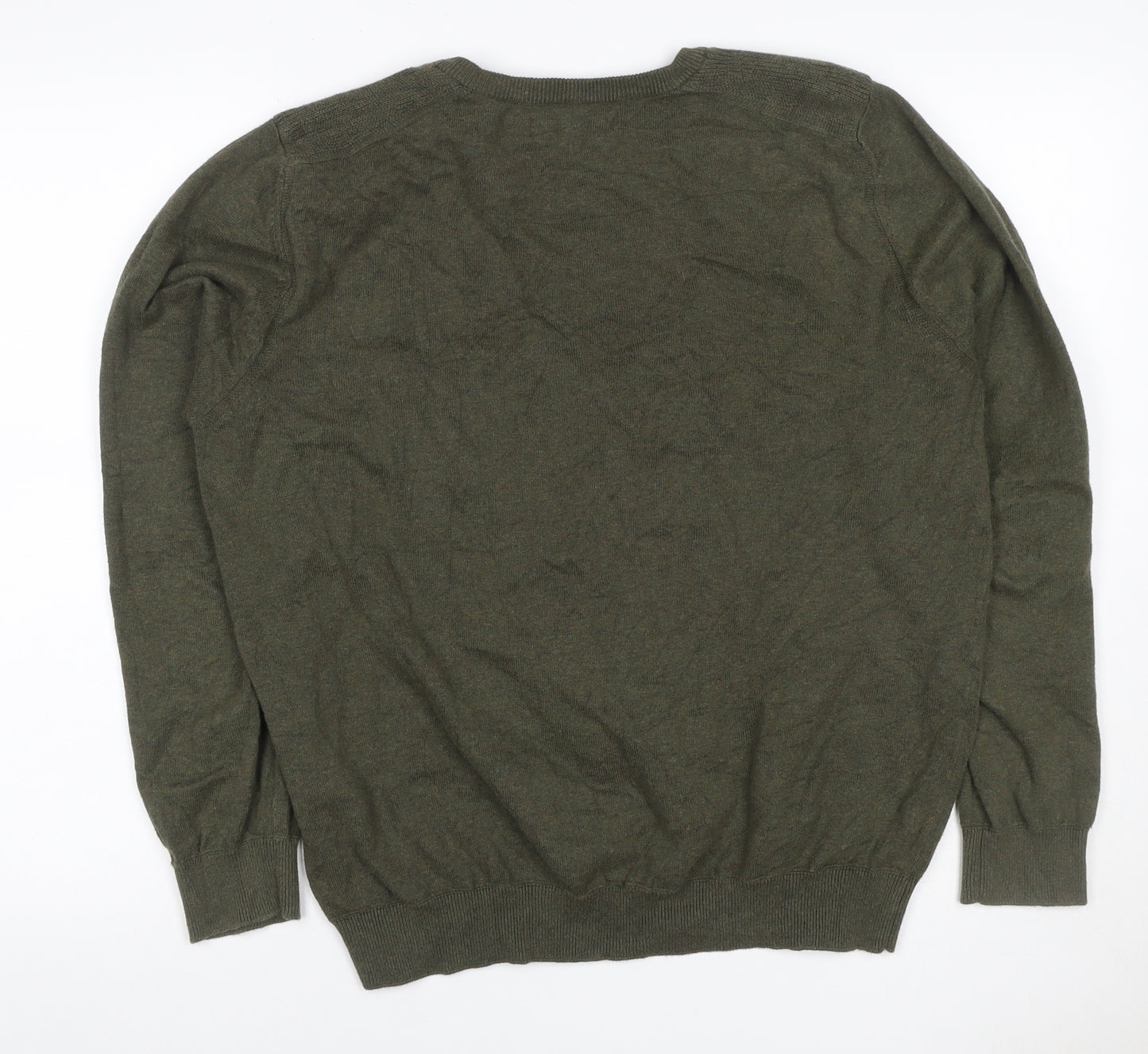 Ben Sherman Men’s Green L Cotton Crew Neck Logo Pullover Jumper