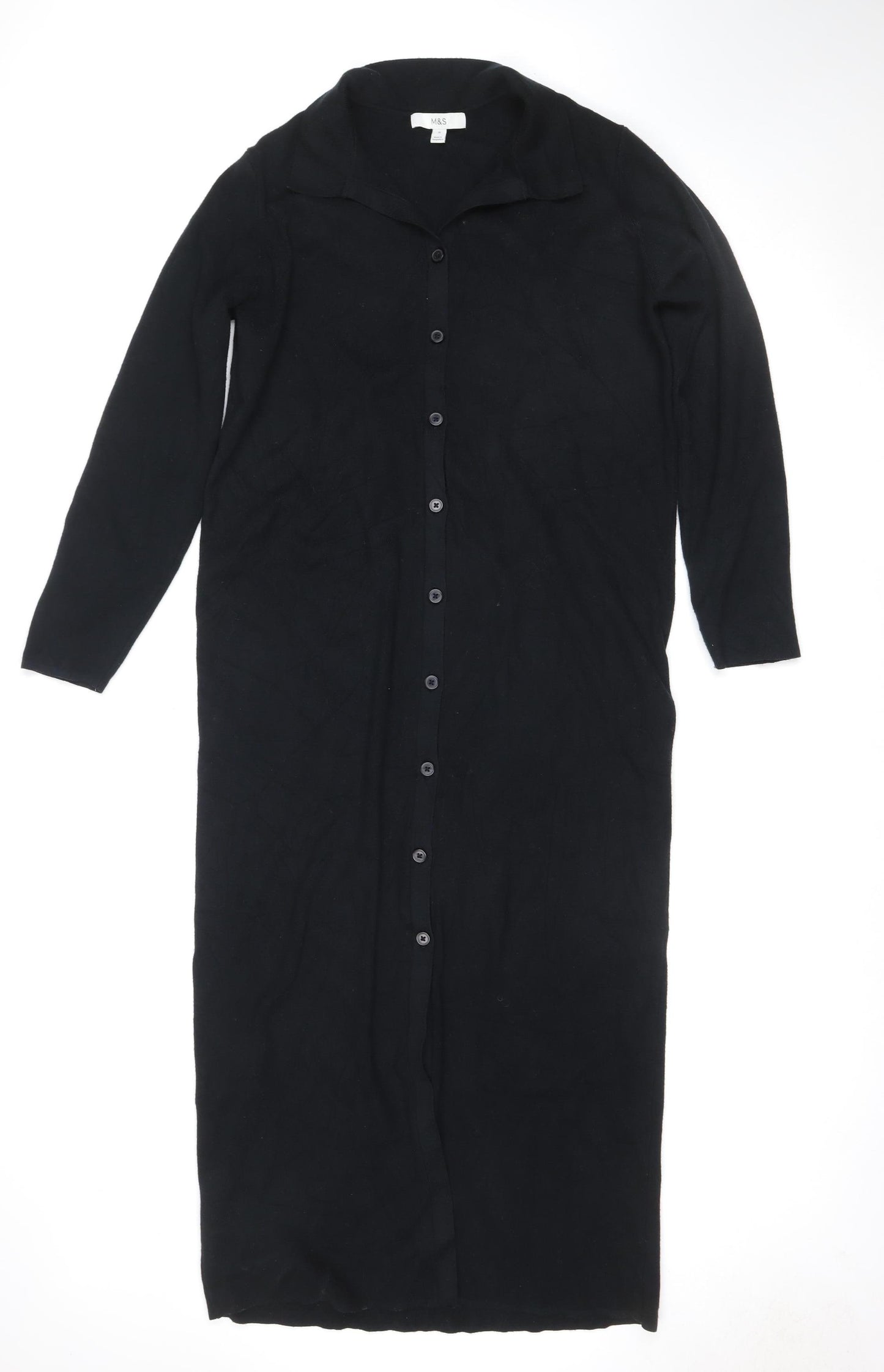 Marks and Spencer Women Black UK 16 Long Sleeve Shirt Dress
