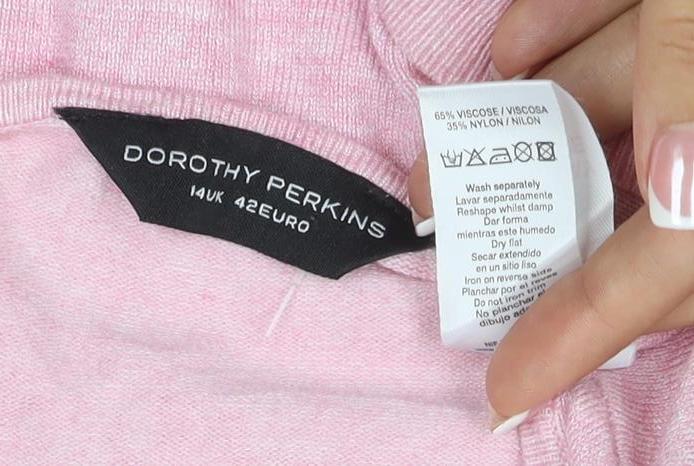Dorothy Perkins Women Pink Size 14 Beaded Bow Knit Cardigan