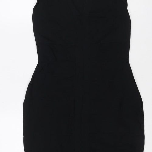 Phase Eight Women Black UK 12 Sleeveless V-Neck Knee Length Sheath Dress