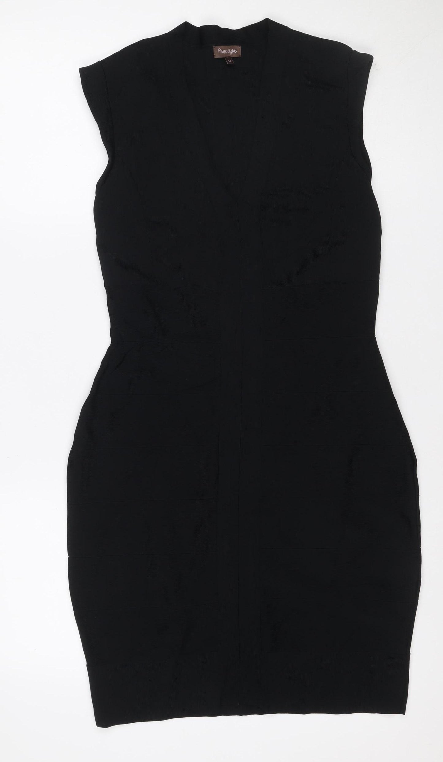 Phase Eight Women Black UK 12 Sleeveless V-Neck Knee Length Sheath Dress
