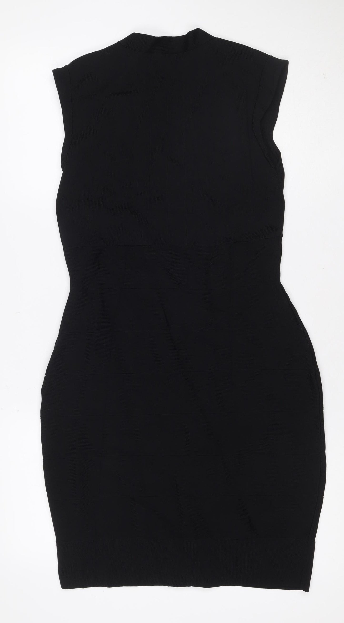 Phase Eight Women Black UK 12 Sleeveless V-Neck Knee Length Sheath Dress
