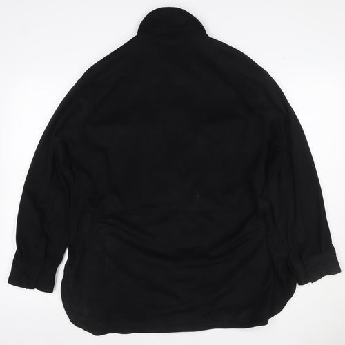 Zara Women Black M Military Utility Shirt Jacket Button Pockets