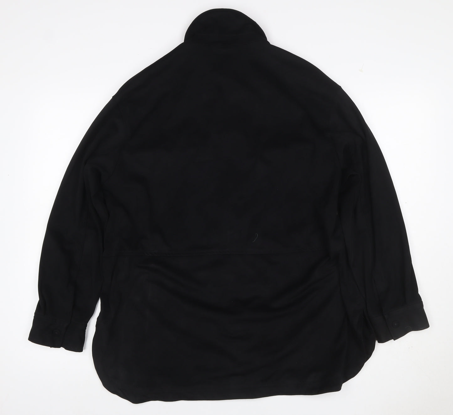 Zara Women Black M Military Utility Shirt Jacket Button Pockets