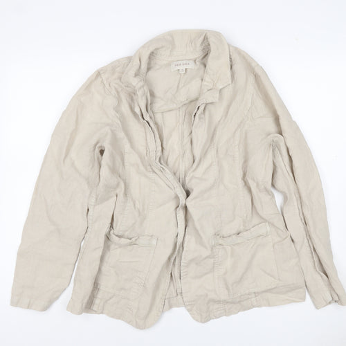Per Una Women Beige UK 18 Linen Open Front Lightweight Suit Jacket