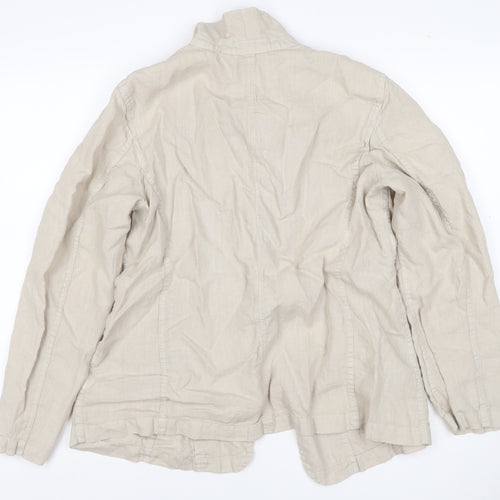 Per Una Women Beige UK 18 Linen Open Front Lightweight Suit Jacket