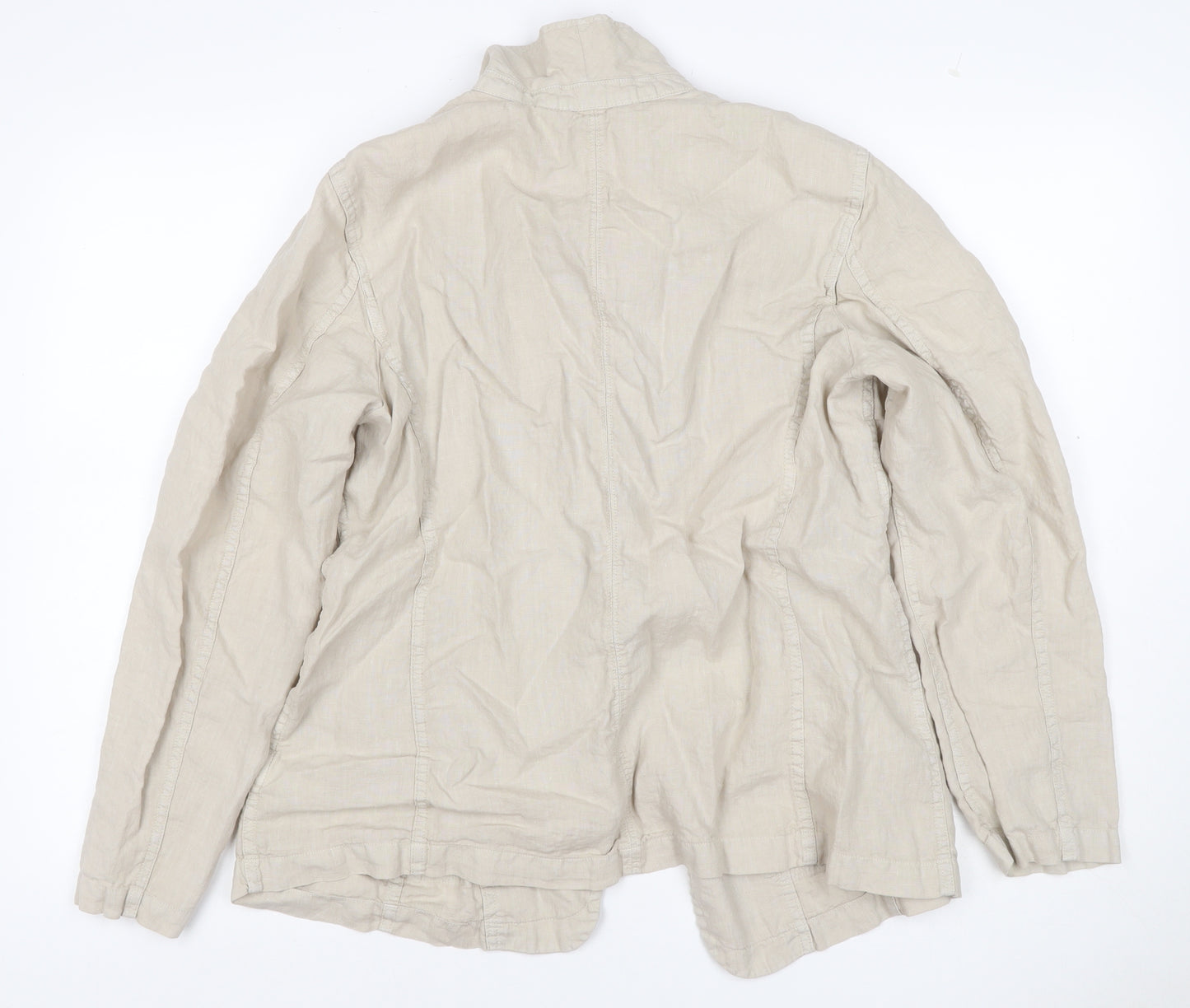 Per Una Women Beige UK 18 Linen Open Front Lightweight Suit Jacket