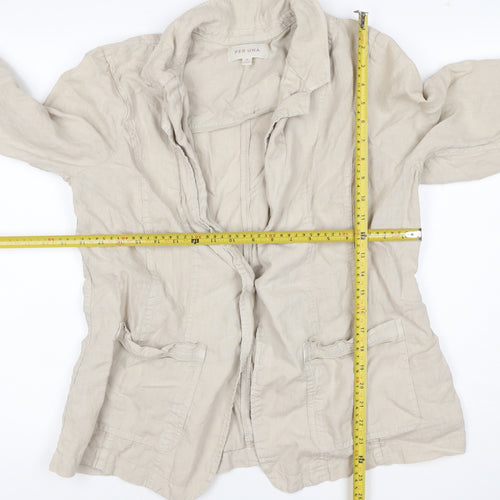 Per Una Women Beige UK 18 Linen Open Front Lightweight Suit Jacket