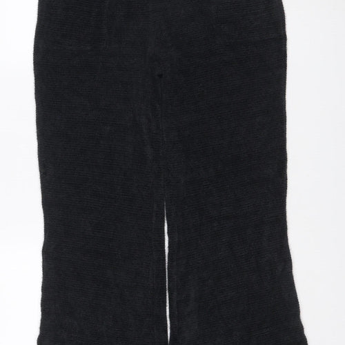 Marks and Spencer Women Black M Knit Wide-Leg Stretch Trousers