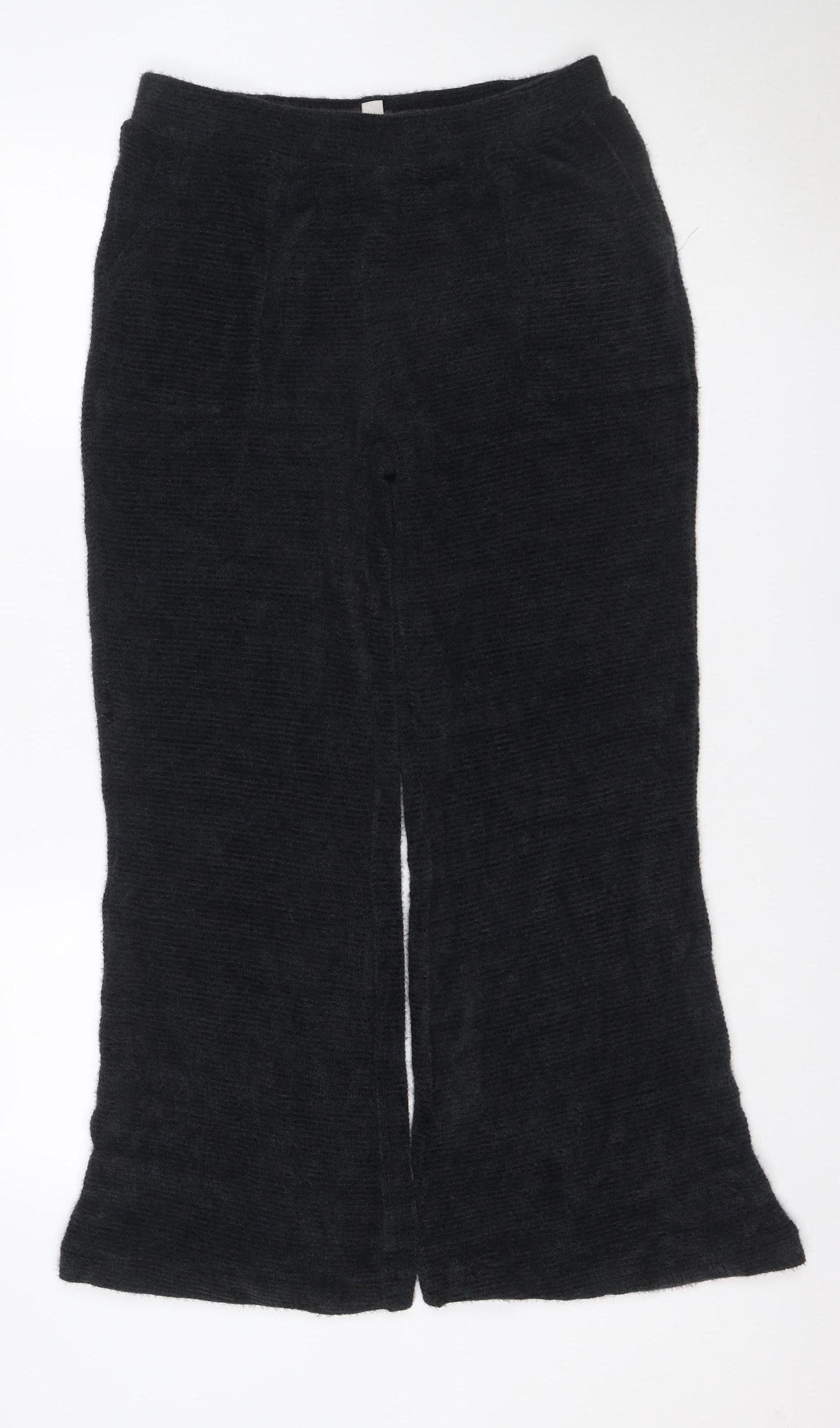 Marks and Spencer Women Black M Knit Wide-Leg Stretch Trousers