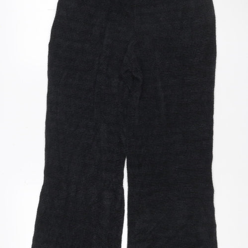 Marks and Spencer Women Black M Knit Wide-Leg Stretch Trousers