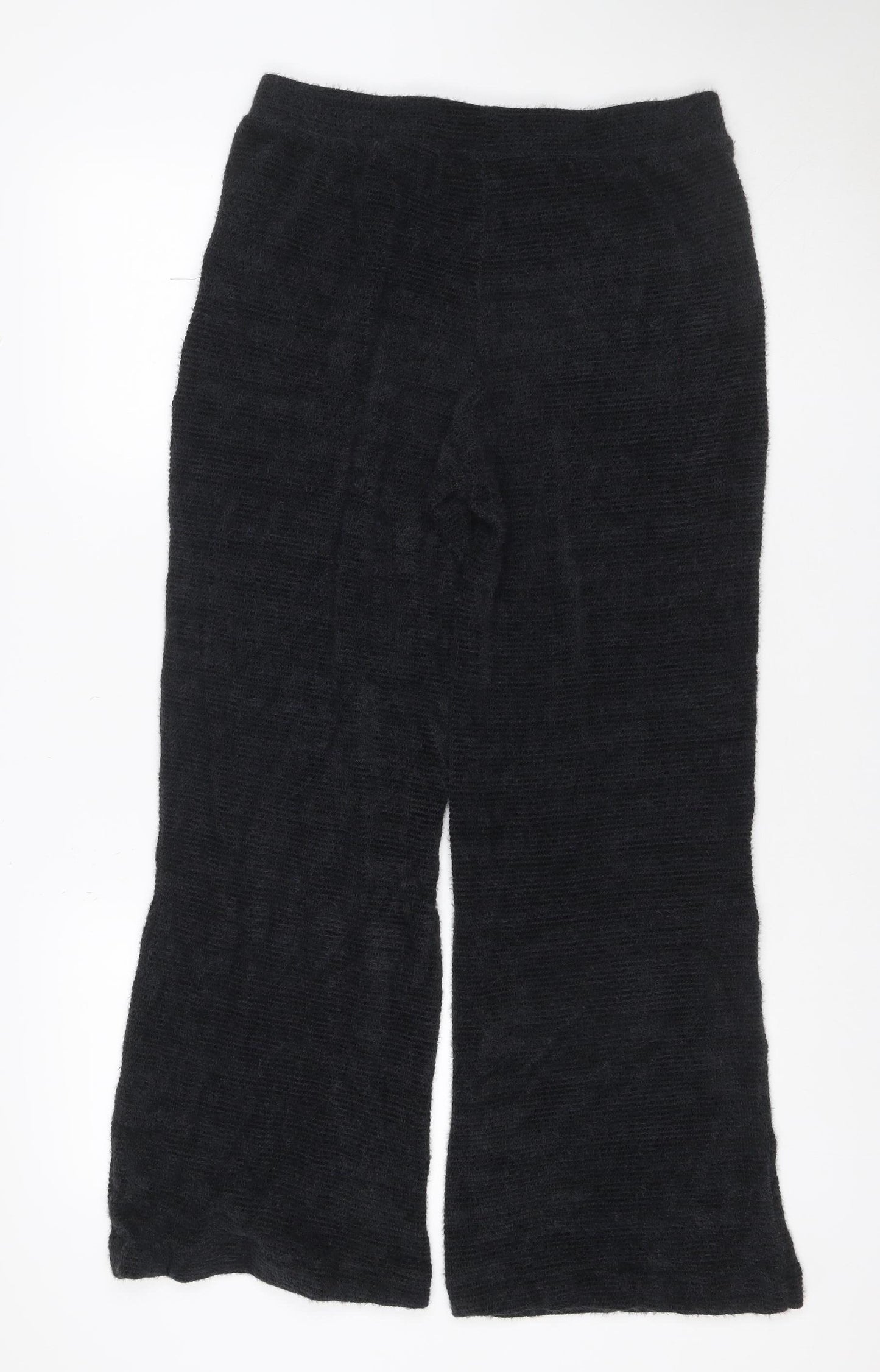 Marks and Spencer Women Black M Knit Wide-Leg Stretch Trousers