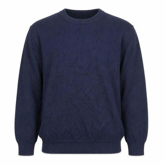 Cotton Traders Men's Blue L Cable Knit Crew Neck Cotton Jumper