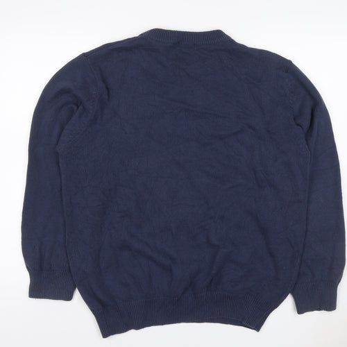 Cotton Traders Men's Blue L Cable Knit Crew Neck Cotton Jumper