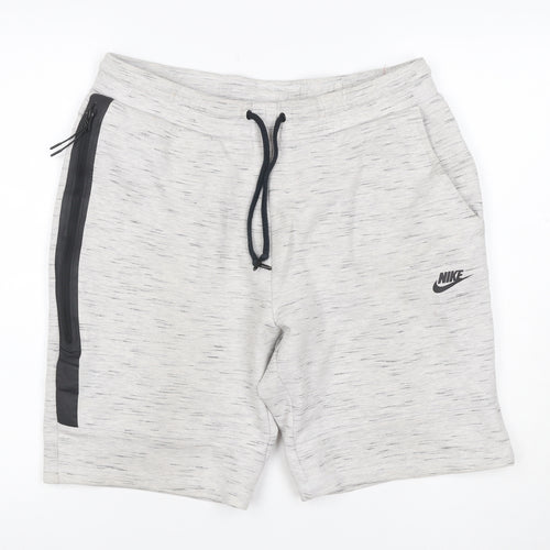 Nike Women’s Grey Marl Sweat Shorts Size L Drawstring Zip Pocket
