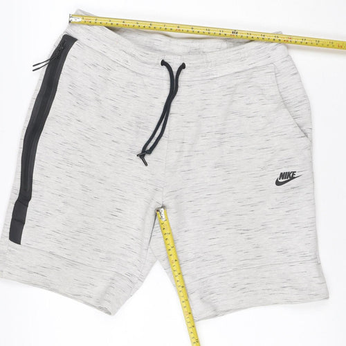 Nike Women’s Grey Marl Sweat Shorts Size L Drawstring Zip Pocket