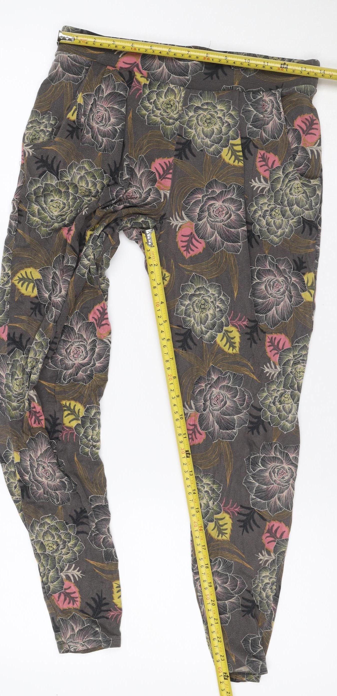 Next Women’s Grey Floral Leggings UK 10 Stretch Jersey
