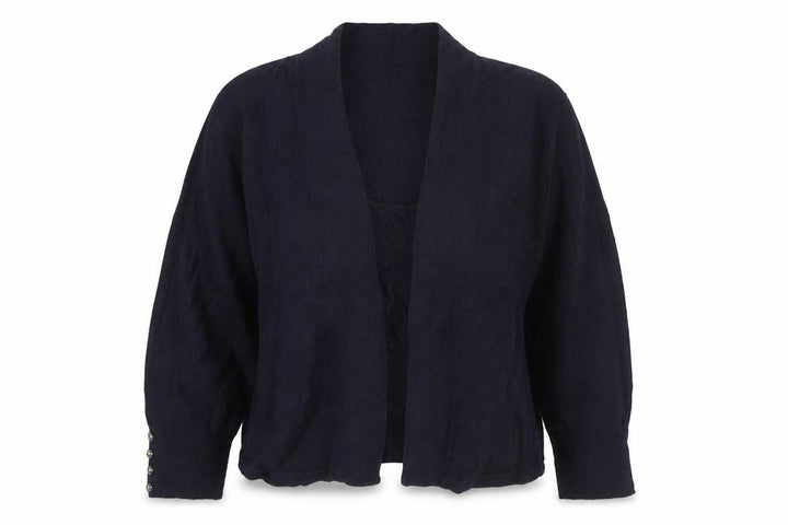 Wallis Women’s Navy Blue M Open Cardigan Gold Button Cuffs Long Sleeve