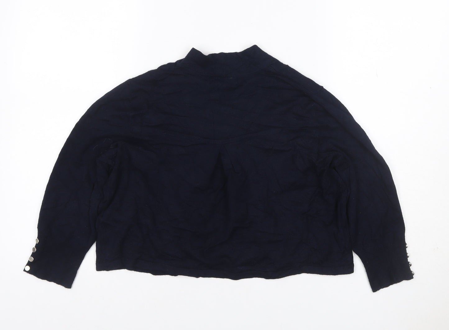 Wallis Women’s Navy Blue M Open Cardigan Gold Button Cuffs Long Sleeve