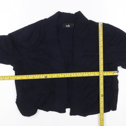 Wallis Women’s Navy Blue M Open Cardigan Gold Button Cuffs Long Sleeve