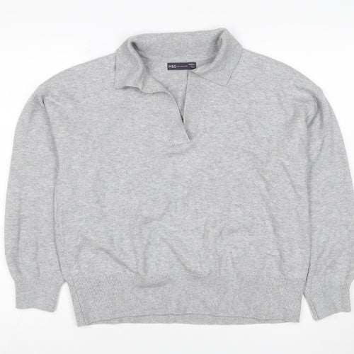 Marks and Spencer Women Grey M Roll Neck Knit Pullover Jumper