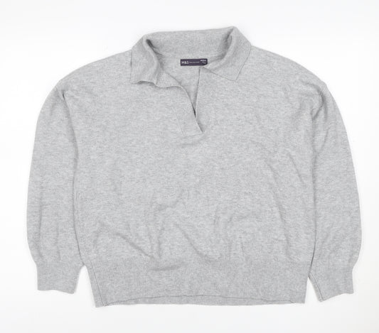 Marks and Spencer Women Grey M Roll Neck Knit Pullover Jumper