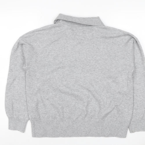 Marks and Spencer Women Grey M Roll Neck Knit Pullover Jumper