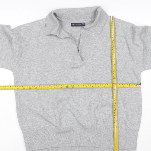 Marks and Spencer Women Grey M Roll Neck Knit Pullover Jumper