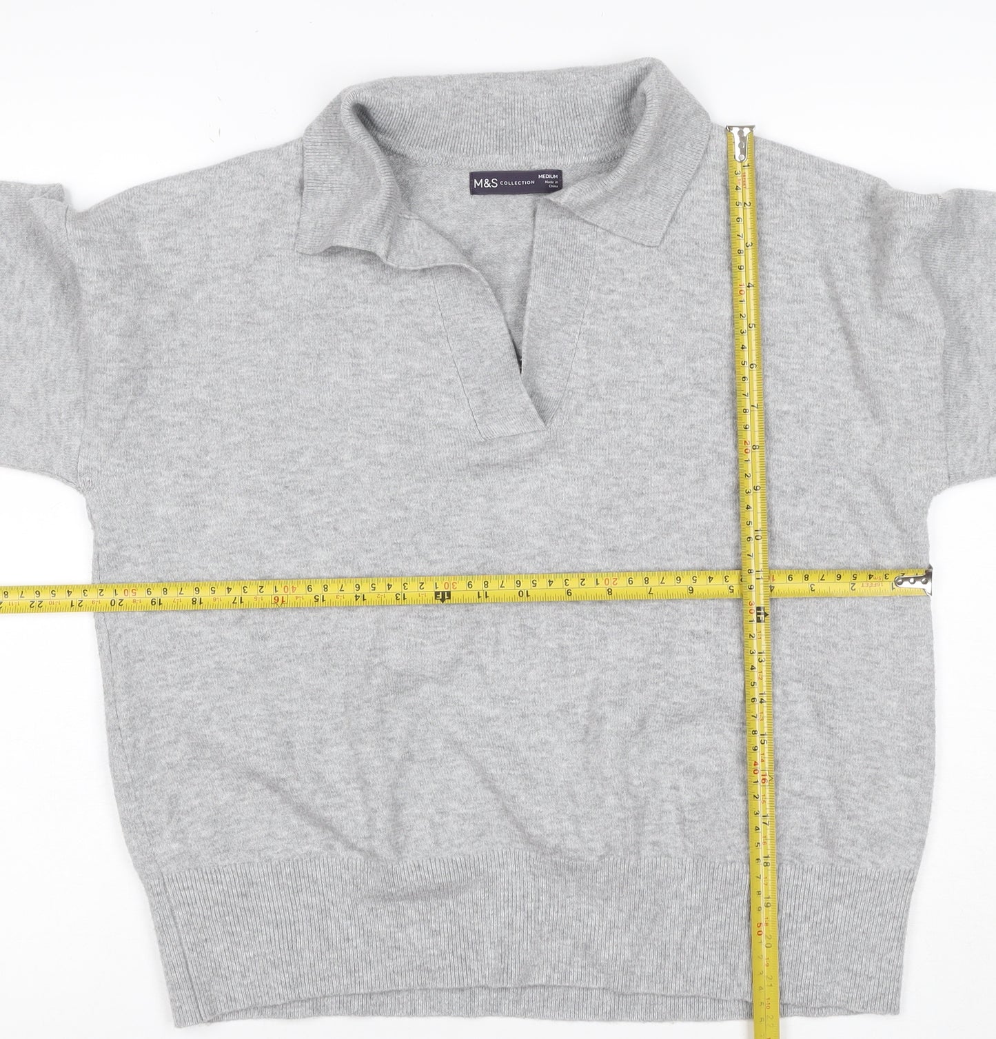 Marks and Spencer Women Grey M Roll Neck Knit Pullover Jumper