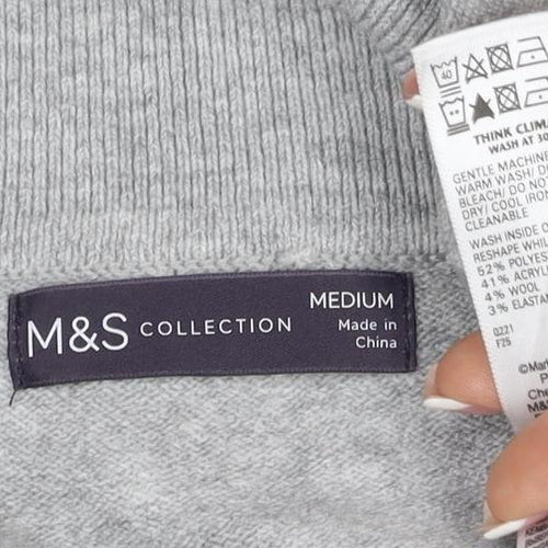 Marks and Spencer Women Grey M Roll Neck Knit Pullover Jumper