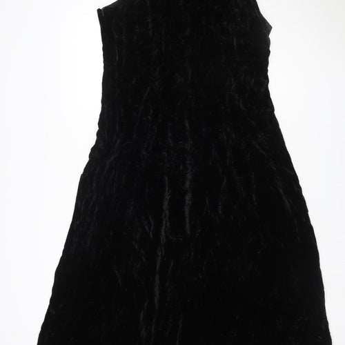 Unknown Brand Women's Black UK 14 Long Silk Velvet A-Line Dress