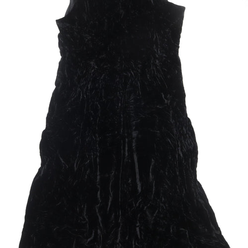 Unknown Brand Women's Black UK 14 Long Silk Velvet A-Line Dress