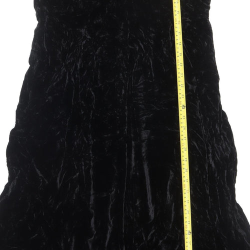 Unknown Brand Women's Black UK 14 Long Silk Velvet A-Line Dress