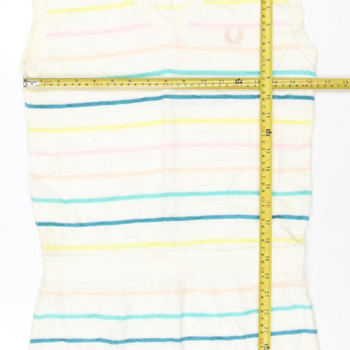 Fred Perry Women Multicoloured UK 8 Striped V-Neck Jumper Dress