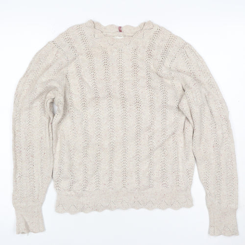 Per Una Women’s Ivory Size 12 Open Knit Wool Blend Pullover Jumper