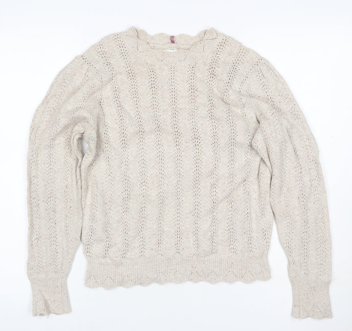 Per Una Women’s Ivory Size 12 Open Knit Wool Blend Pullover Jumper
