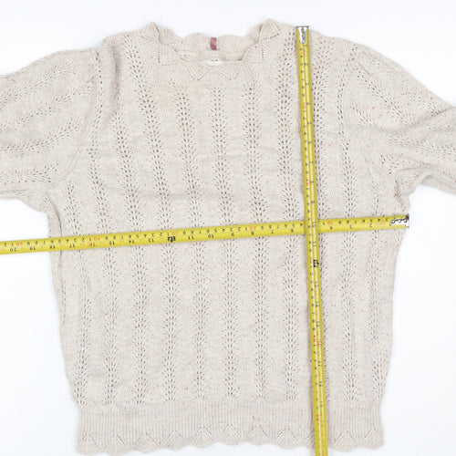 Per Una Women’s Ivory Size 12 Open Knit Wool Blend Pullover Jumper