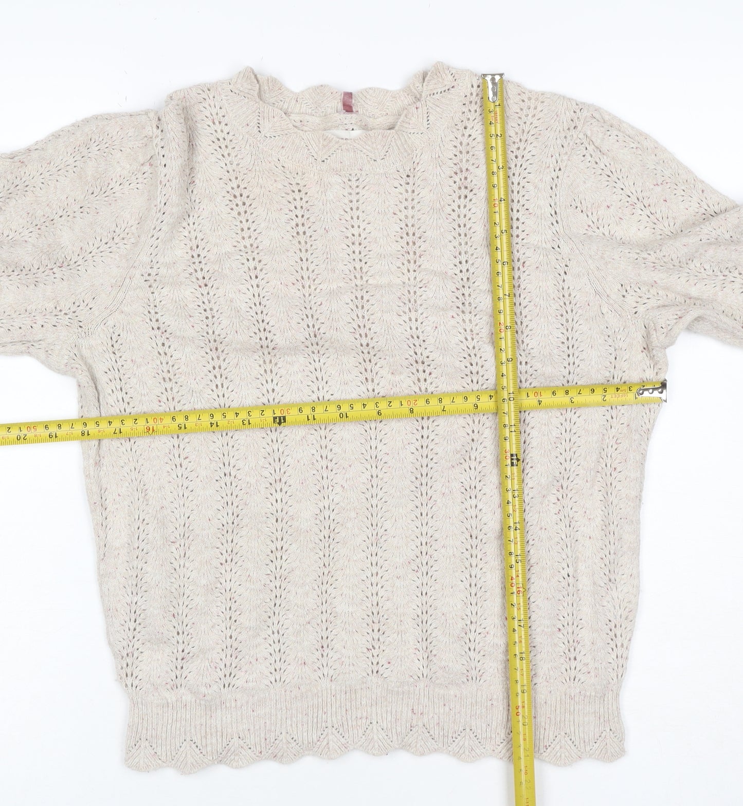 Per Una Women’s Ivory Size 12 Open Knit Wool Blend Pullover Jumper