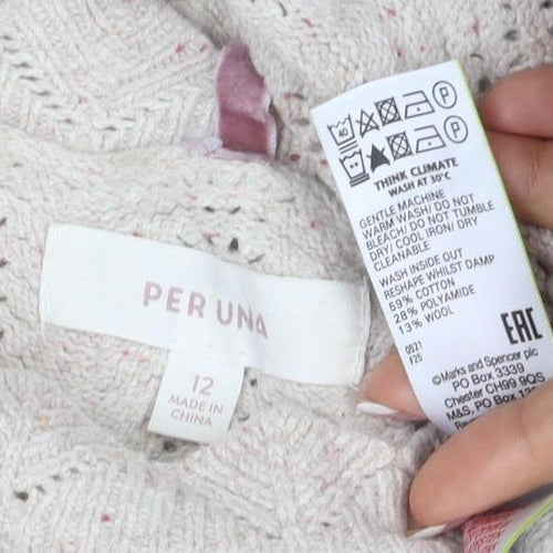 Per Una Women’s Ivory Size 12 Open Knit Wool Blend Pullover Jumper