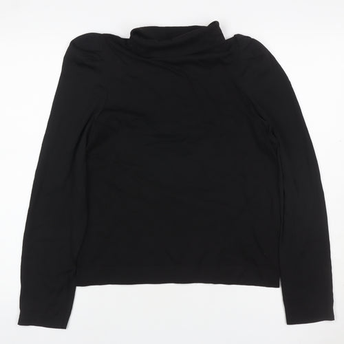 Next Women Black UK 12 Basic Roll Neck Puff Sleeve Top