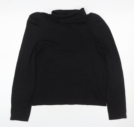 Next Women Black UK 12 Basic Roll Neck Puff Sleeve Top