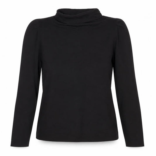 Next Women Black UK 12 Basic Roll Neck Puff Sleeve Top