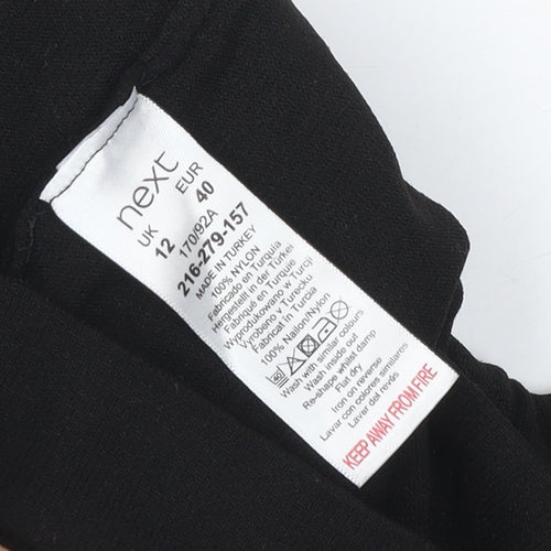 Next Women Black UK 12 Basic Roll Neck Puff Sleeve Top
