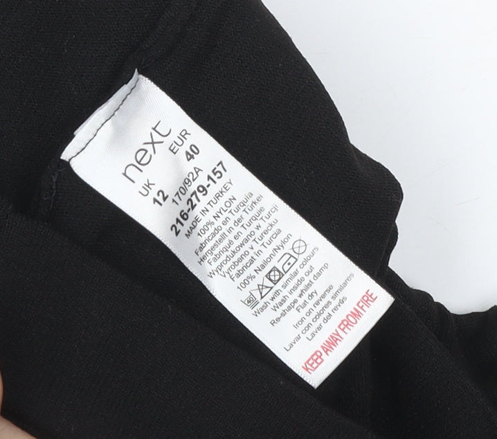Next Women Black UK 12 Basic Roll Neck Puff Sleeve Top
